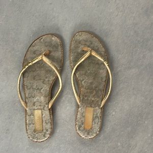 Coach Gold Flip Flops Size 7.5
